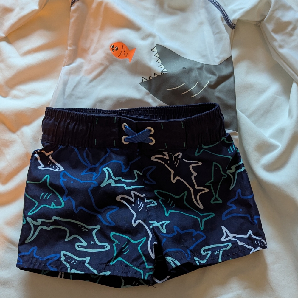 Cat & Jack Shark Swim Set - White and Blue